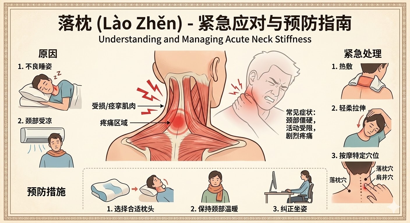 pillow neck Chinese 落枕 (Lào Zhěn) 预防与应对指南